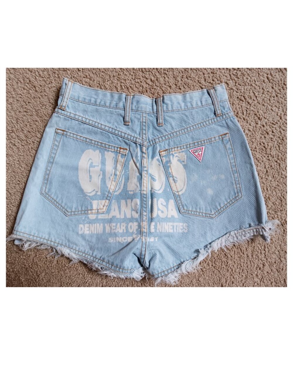 Vintage GUESS JEANS Light Wash Bleach Denim Shorts sz 28 (measures 27")